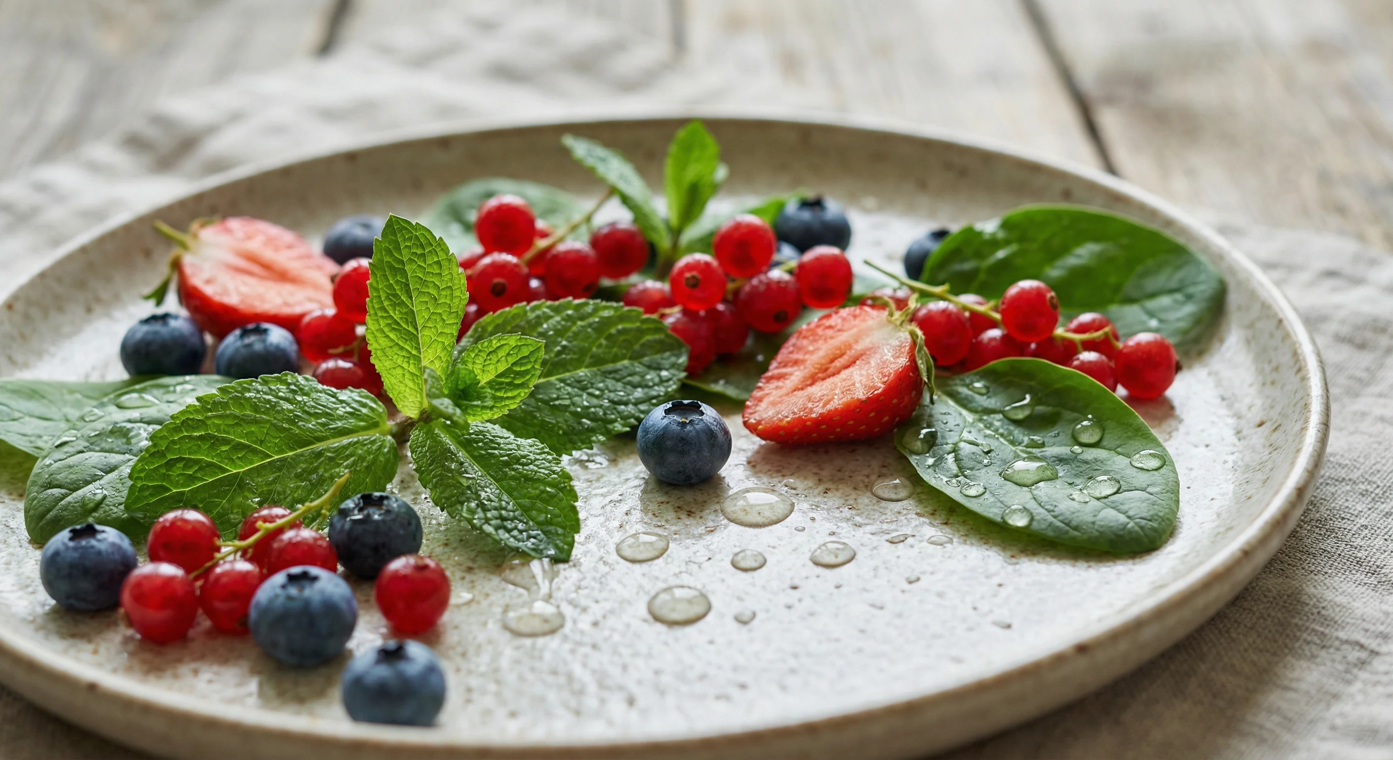 ส่วนผสมธรรมชาติ – ผลไม้ป่าและใบไม้สด