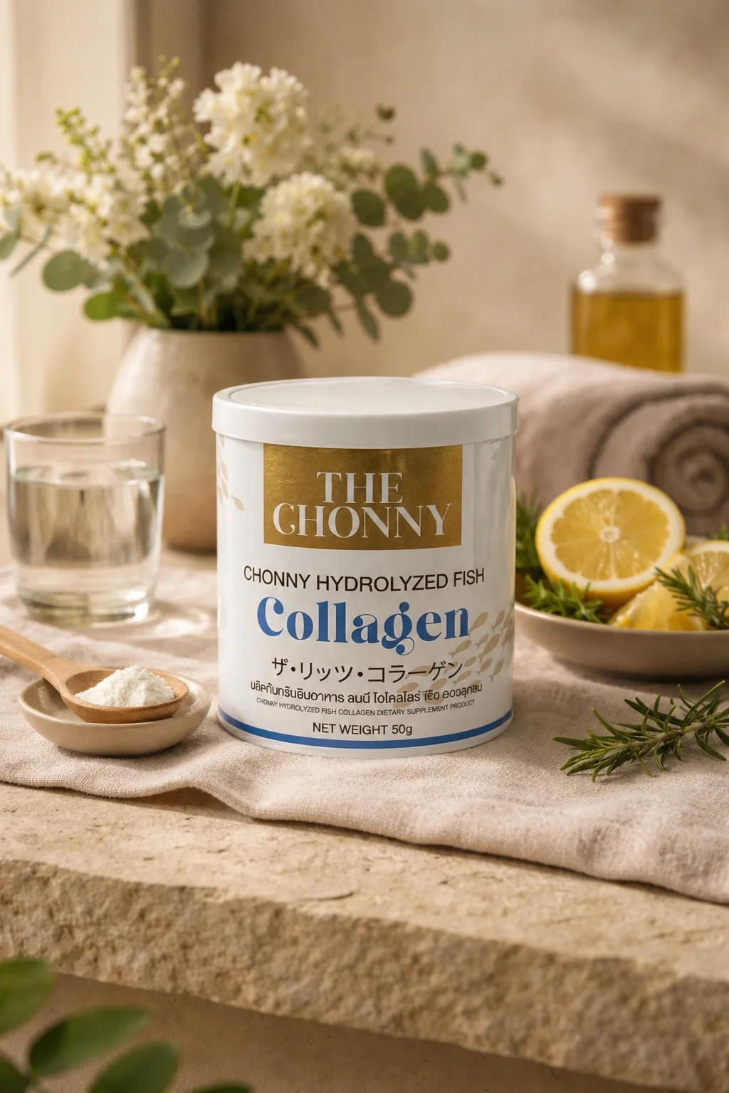 บรรจุภัณฑ์ Chonny Collagen – ดีไซน์เรียบง่ายสะอาดตา